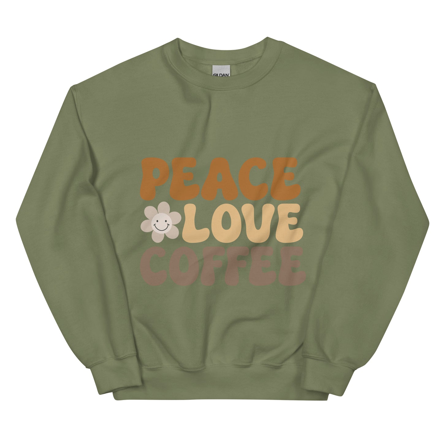 Crew Neck -- Peace, Love, and Coffee Sweatshirt